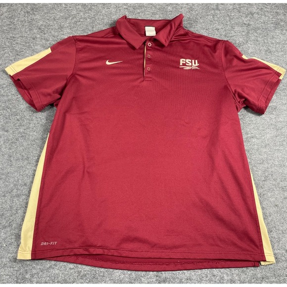 Nike‎ Florida State Seminoles Shirt Mens Extra Large Red Golf Polo Swoosh DriFit - Picture 1 of 12